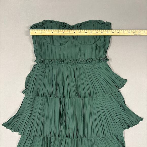 Lovers and Friends‎ Green Pleated Strapless Dress Size S Women’s Prom Wedding - Picture 12 of 14
